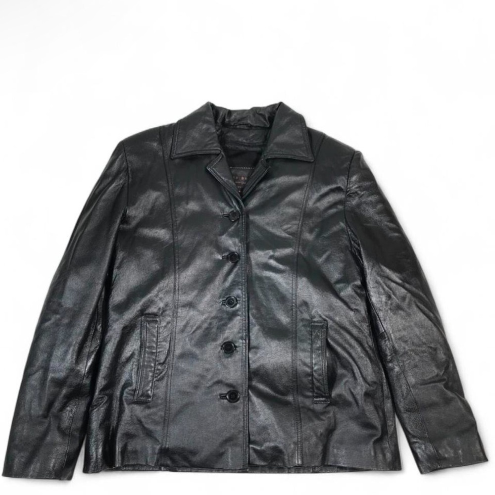 Carlo Bertini Piel Womens Size XL Extra large Jacket Coat Genuine Leather Black